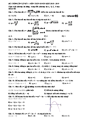 Đề cương ôn tập học kỳ I môn Toán Lớp 10 - Năm học 2018-2019